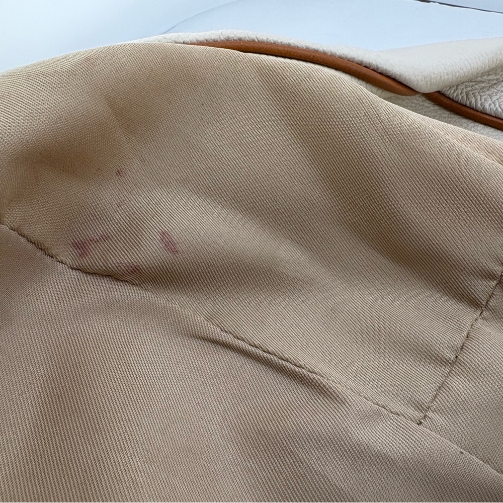 Valentina Italian Leather Hobo Bag Cream & Tan Shoulder Purse - Picture 7 of 13